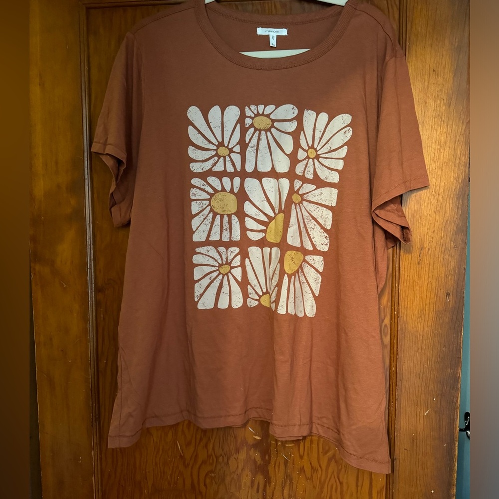 Maurices Burnt Orange Floral T Shirt